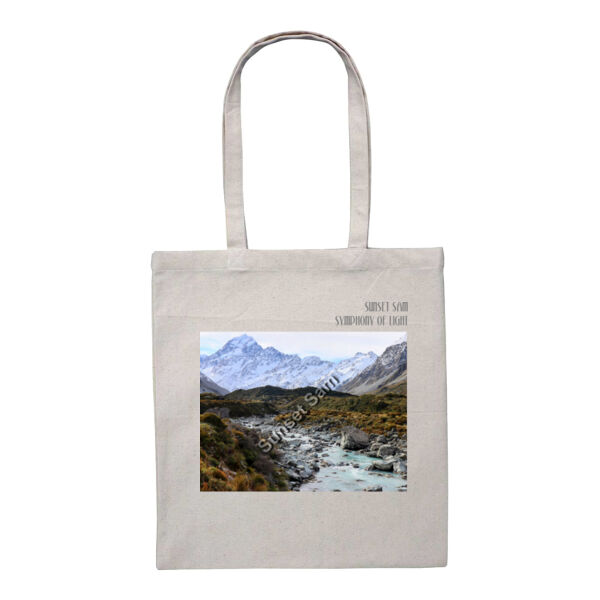 Curved creek from Mount Aoraki, front - Heavy Duty Canvas Tote with Gusset  Thumbnail