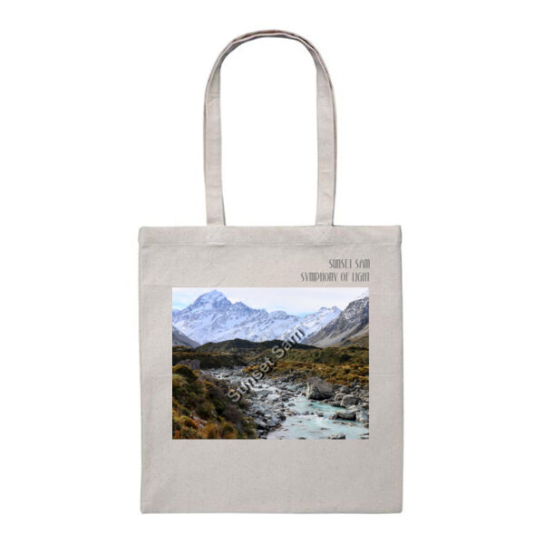 Curved creek from Mount Aoraki, front - Heavy Duty Canvas Tote Bag Thumbnail