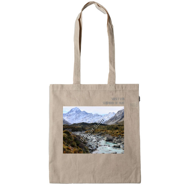 Curved creek from Mount Aoraki, front - Calico Tote Bag - Thread Project Thumbnail