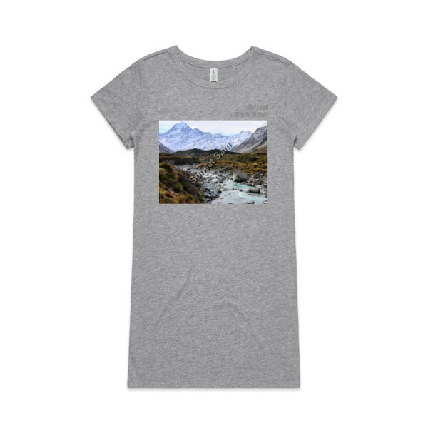 Curved creek from Mount Aoraki, front - AS Colour Womens Mika Organic Short Sleeved Dress Thumbnail