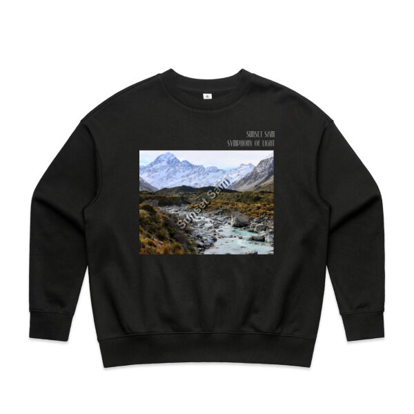 Curved creek from Mount Aoraki, front - AS Colour Womens Heavy Crew Thumbnail