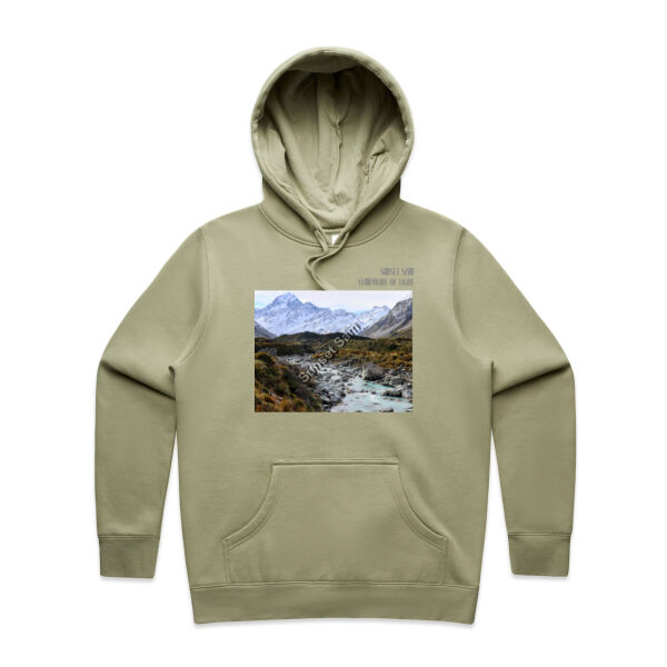 Curved creek from Mount Aoraki, front - AS Colour Womens Stencil Hood Thumbnail