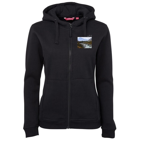 Curved creek from Mount Aoraki, front - JB's Ladies Full Zip Fleecy Hoodie Thumbnail