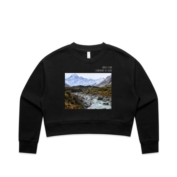 Curved creek from Mount Aoraki, front - AS Colour Women's Relax Crop Crew Thumbnail