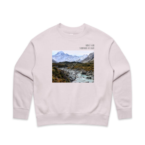 Curved creek from Mount Aoraki, front - AS Colour Women's Relax Crew Thumbnail
