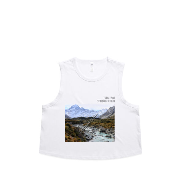 Curved creek from Mount Aoraki, front - AS Colour Womens Martina Crop Tank Thumbnail