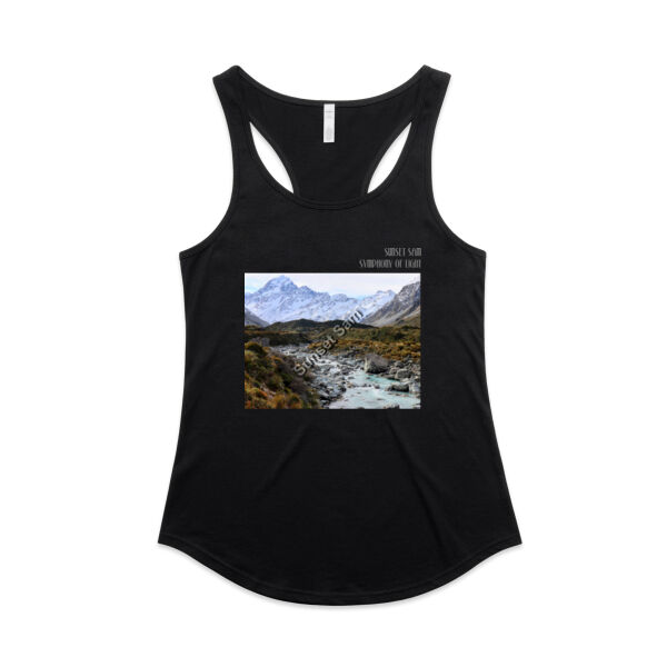 Curved creek from Mount Aoraki, front - AS Colour Womens Mali Racerback Singlet Thumbnail