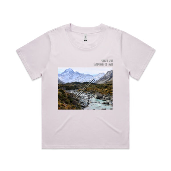 Curved creek from Mount Aoraki, front - AS Colour Womens Martina Tee Thumbnail