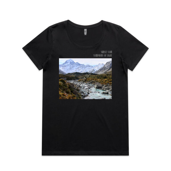 Curved creek from Mount Aoraki, front - AS Colour Womens Maple Scoop Tee Thumbnail