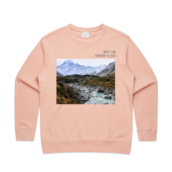 Curved creek from Mount Aoraki, front - AS Colour Womens Premium Crew Thumbnail