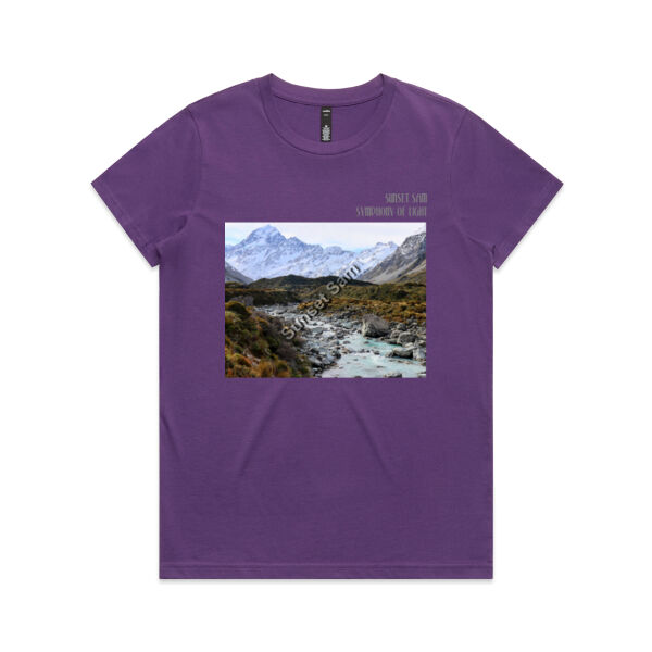 Curved creek from Mount Aoraki, front - AS Colour Womens Maple Tee Thumbnail