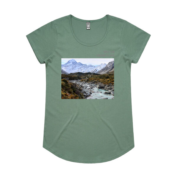 Curved creek from Mount Aoraki, front - AS Colour Womens Mali Tee Thumbnail