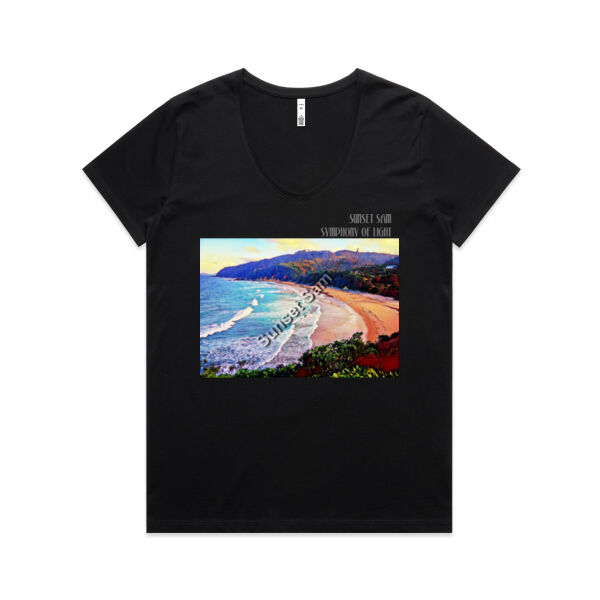 Waves Bright, front - AS Colour Womens Maple V Neck Tee Thumbnail
