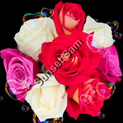 Rose bouquet with bubble hearts Thumbnail